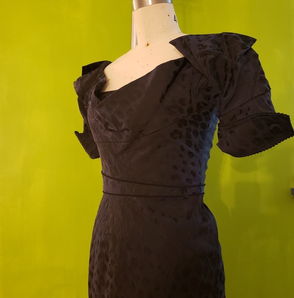 Zac Posen Asymmetrical Navy Animal Print Dress - Picture 4 of 8